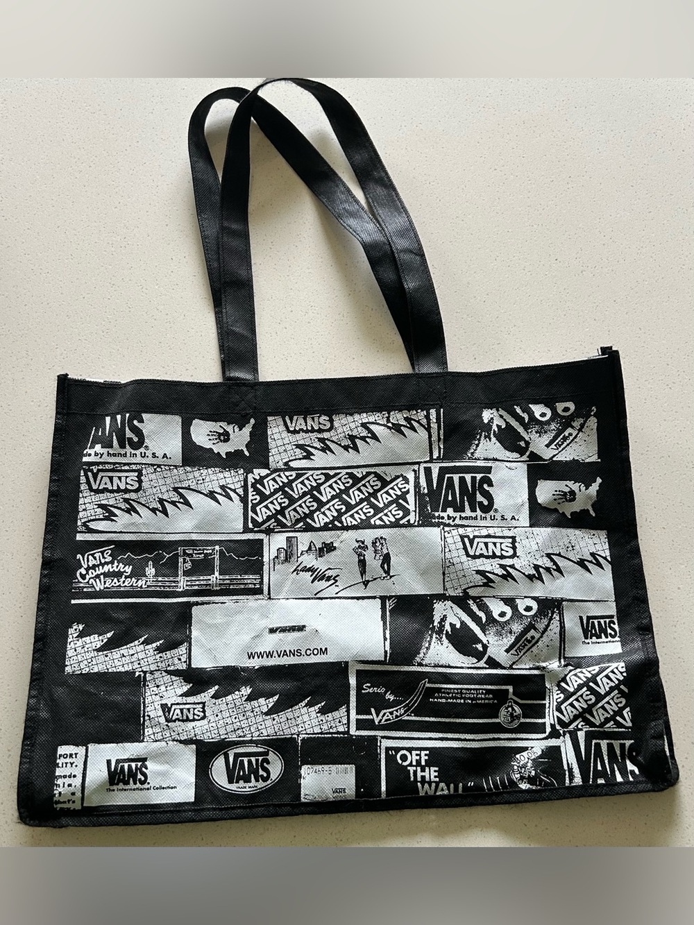 Vans Black and White Logo Patchwork Tote Bag